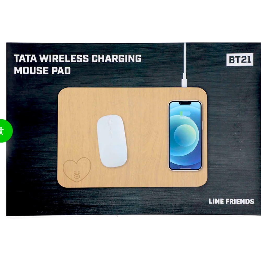 BT21 TATA WOOD-LIKE MOUSEPAD + WIRELESS CHARGER